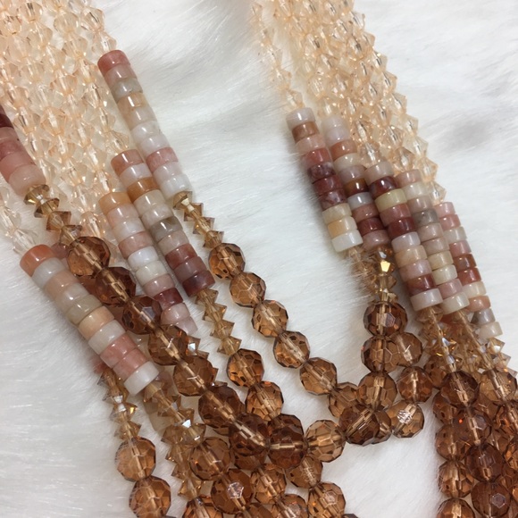 Brown Topaz & Champagne Bead 7-Strand Necklace - Picture 4 of 7